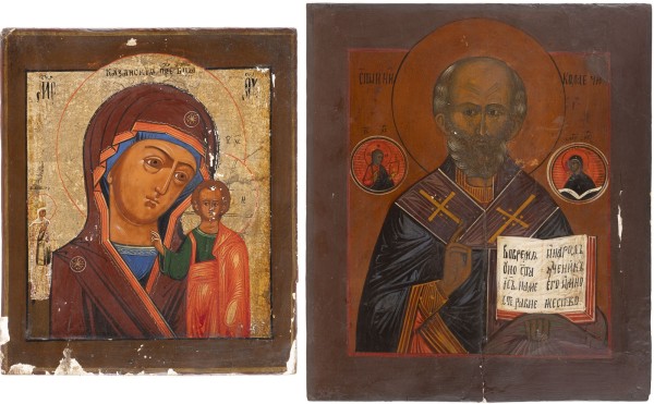 Picture ZWEI IKONEN: GOTTESMUTTER VON KASAN (KASANSKAJA) UND HEILIGER NIKOLAUS VON MYRA