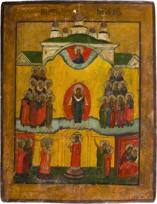 Bild GROSSE IKONE MIT DEM SCHLEIERWUNDER DER GOTTESMUTTER (POKROW)