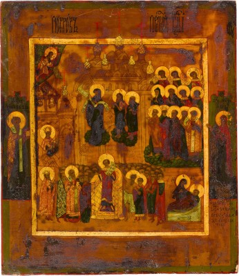 Bild GROSSE IKONE MIT DEM SCHLEIERWUNDER DER GOTTESMUTTER (POKROW)