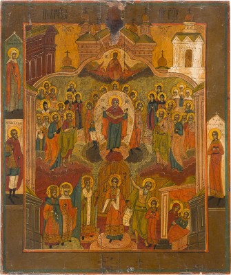 Bild GROSSE IKONE MIT DEM SCHLEIERWUNDER DER GOTTESMUTTER (POKROW)