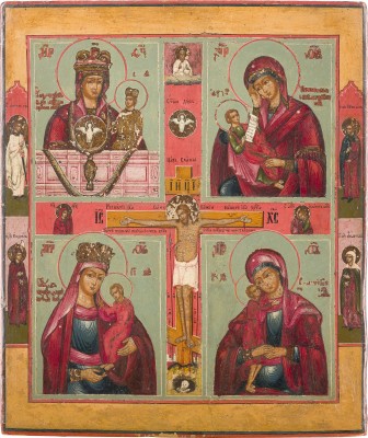 Picture VIERFELDER-IKONE MIT DER KREUZIGUNG UND VIER GNADENBILDERN DER GOTTESMUTTER