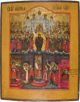 Bild IKONE MIT DEM SCHLEIERWUNDER DER GOTTESMUTTER (POKROW)