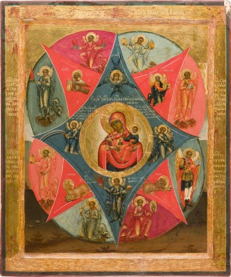 Bild GROSSFORMATIGE IKONE MIT DER GOTTESMUTTER 'UNVERBRENNBARER DORNBUSCH'