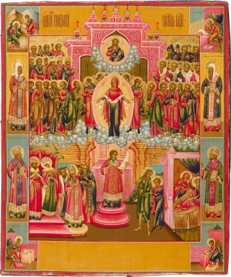 Picture GROSSFORMATIGE IKONE MIT DEM SCHLEIERWUNDER DER GOTTESMUTTER (POKROW)