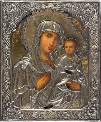 Picture IKONE MIT DER GOTTESMUTTER VON TICHWIN (TICHWINSKAJA) MIT VERMEIL-OKLAD