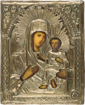 Picture KLEINE IKONE MIT DER GOTTESMUTTER VON TICHWIN (TICHWINSKAJA) MIT OKLAD