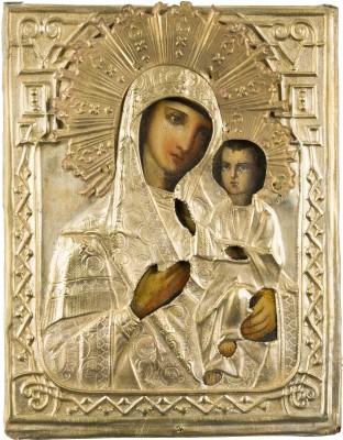 Bild KLEINE IKONE MIT DER GOTTESMUTTER 'IWERSKAJA' MIT OKLAD