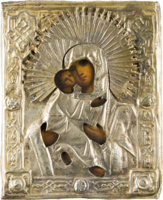 Bild KLEINE IKONE MIT DER GOTTESMUTTER VON WLADIMIR (WLADIMIRSKAJA) MIT OKLAD