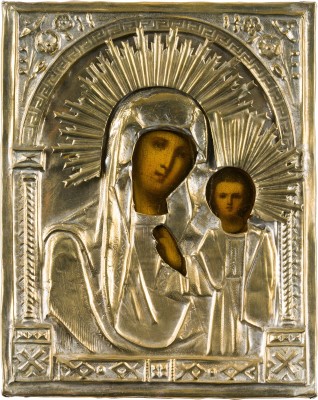 Bild KLEINE IKONE MIT DER GOTTESMUTTER VON KASAN (KASANSKAJA) MIT OKLAD