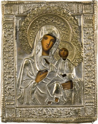Bild KLEINE IKONE MIT DER GOTTESMUTTER 'IWERSKAJA' MIT OKLAD