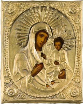 Bild KLEINE IKONE MIT DER GOTTESMUTTER 'IWERSKAJA' MIT OKLAD