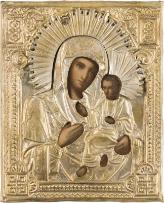 Bild IKONE MIT DER GOTTESMUTTER VON TICHWIN (TICHWINSKAJA) MIT OKLAD