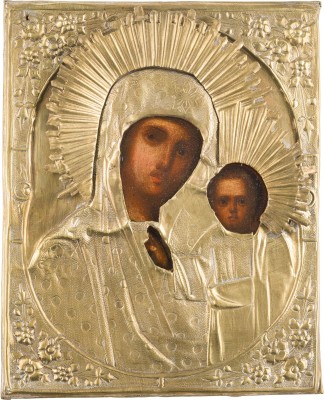 Bild KLEINE IKONE MIT DER GOTTESMUTTER VON KASAN (KASANSKAJA) MIT OKLAD