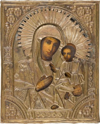 Bild KLEINE IKONE MIT DER GOTTESMUTTER VON TICHWIN (TICHWINSKAJA) MIT OKLAD