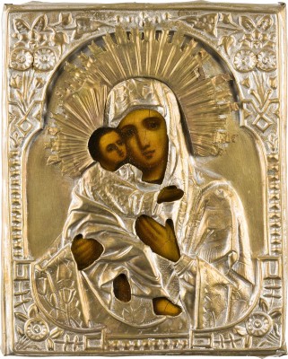 Bild KLEINE IKONE MIT DER GOTTESMUTTER VON WLADIMIR (WLADIMIRSKAJA) MIT OKLAD