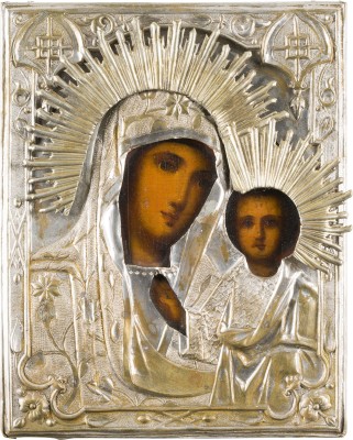 Bild KLEINE IKONE MIT DER GOTTESMUTTER VON KASAN (KASANSKAJA) MIT OKLAD