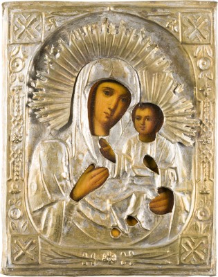 Bild KLEINE IKONE MIT DER GOTTESMUTTER VON SMOLENSK (SMOLENSKAJA) MIT OKLAD