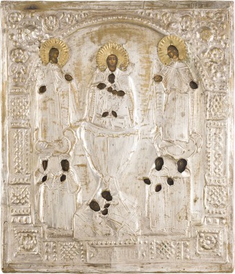 Bild IKONE MIT DER GOTTESMUTTER 'LEBENSSPENDENDER QUELL' MIT OKLAD