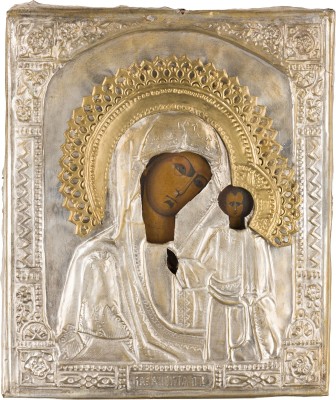 Bild IKONE MIT DER GOTTESMUTTER VON KASAN (KASANSKAJA) MIT OKLAD