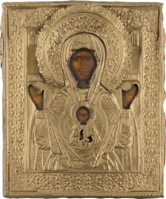 Bild KLEINE IKONE MIT DER GOTTESMUTTER DES ZEICHENS (ZNAMENIE) MIT OKLAD