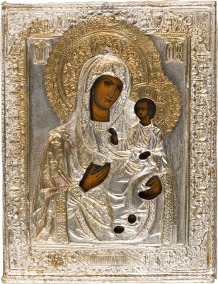 Bild KLEINE IKONE MIT DER GOTTESMUTTER 'IWERSKAJA' MIT OKLAD