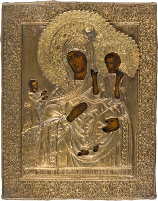 Bild KLEINE IKONE MIT DER GOTTESMUTTER 'UNERWARTETE FREUDE' MIT OKLAD
