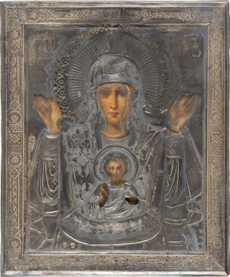 Bild IKONE MIT DER GOTTESMUTTER DES ZEICHENS (ZNAMENIE) MIT SILBER-OKLAD