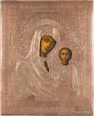 Picture KLEINE IKONE MIT DER GOTTESMUTTER VON KASAN (KASANSKAJA) MIT OKLAD