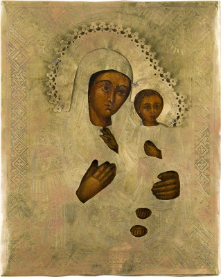 Bild KLEINE IKONE MIT DER GOTTESMUTTER VON SMOLENSK (SMOLENSKAJA) MIT OKLAD