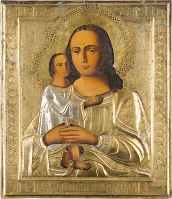 Bild IKONE MIT DER GOTTESMUTTER 'AUFFINDEN DER VERLORENEN' MIT OKLAD