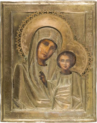 Picture KLEINE IKONE MIT DER GOTTESMUTTER VON KASAN (KASANSKAJA) MIT OKLAD