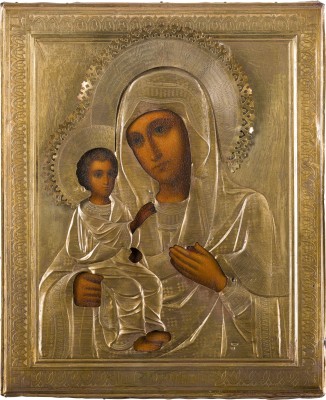 Bild IKONE MIT DER GOTTESMUTTER VON JERUSALEM (HERUSALIMSKAJA) MIT VERMEIL-OKLAD