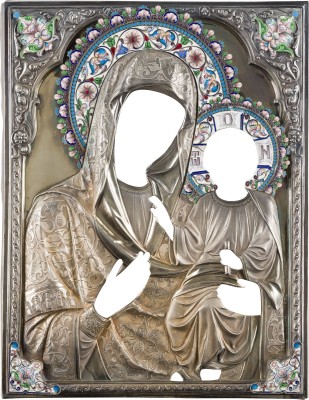 Auktion 156<br>GROSSFORMATIGES CLOISONNÉ-EMAIL-OKLAD EINER IKONE MIT DER GOTTESMUTTER VON SMOLENSK (SMOLENSKAJA)