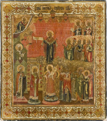 Picture GROSSE IKONE MIT DEM SCHLEIERWUNDER DER GOTTESMUTTER (POKROW)