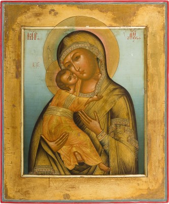 Auction 156<br>SEHR FEINE IKONE MIT DER GOTTESMUTTER VON WLADIMIR (WLADIMIRSKAJA)