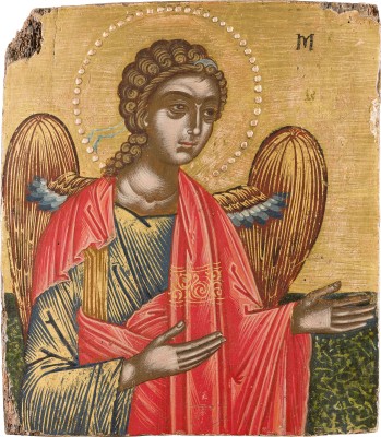 Auktion 156<br>SEHR FEINE IKONE MIT DEM ERZENGEL MICHAEL AUS EINER KIRCHEN-IKONOSTASE