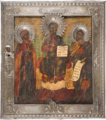 Auktion 156<br>FEINE IKONE MIT DEESIS MIT SILBER-BASMA