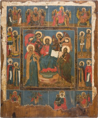 Picture GROSSFORMATIGE MEHRFELDER-IKONE MIT ERWEITERTER DEESIS, GNADENBILDERN DER GOTTESMUTTER UND HEILIGEN