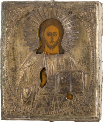Bild IKONE MIT CHRISTUS PANTOKRATOR MIT OKLAD