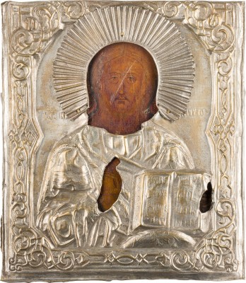 Bild GROSSE IKONE MIT CHRISTUS PANTOKRATOR MIT OKLAD