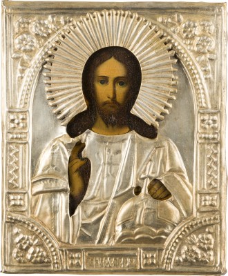 Bild IKONE MIT CHRISTUS DEM WELTENHERRSCHER MIT OKLAD
