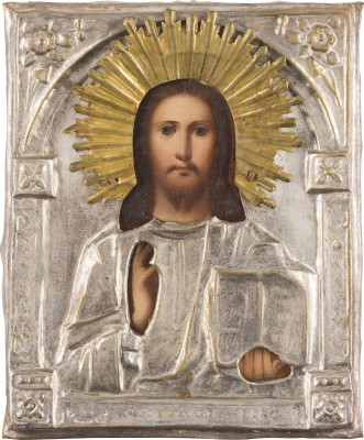 Bild KLEINE IKONE MIT CHRISTUS PANTOKRATOR MIT OKLAD