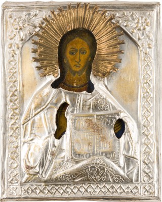 Bild IKONE MIT CHRISTUS PANTOKRATOR MIT OKLAD