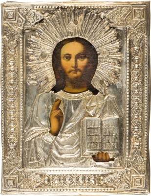 Bild KLEINE IKONE MIT CHRISTUS PANTOKRATOR MIT OKLAD