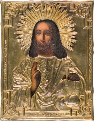 Bild IKONE MIT CHRISTUS DEM WELTENHERRSCHER MIT OKLAD