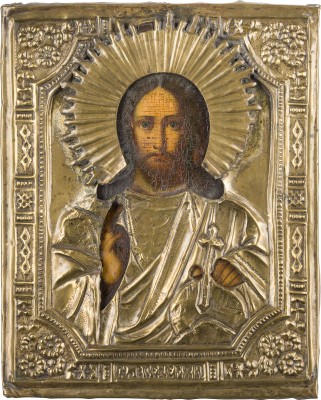 Bild IKONE MIT CHRISTUS DEM WELTENHERRSCHER MIT OKLAD