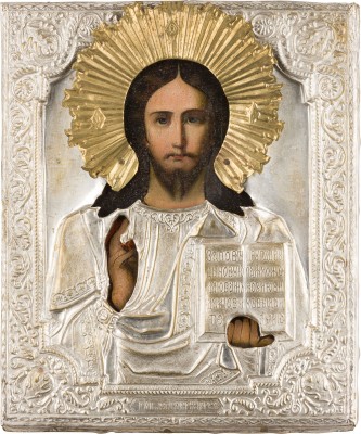 Picture IKONE MIT CHRISTUS PANTOKRATOR MIT OKLAD