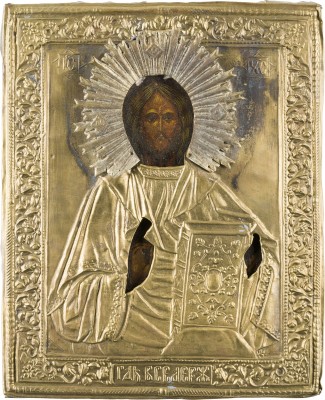 Bild KLEINE IKONE MIT CHRISTUS PANTOKRATOR MIT OKLAD