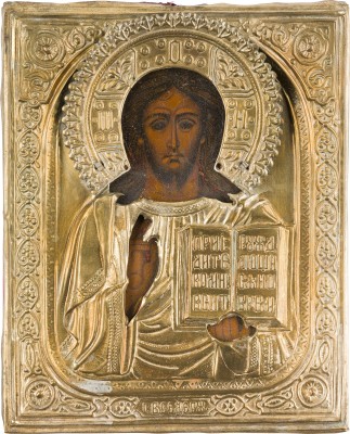 Bild KLEINE IKONE MIT CHRISTUS PANTOKRATOR MIT OKLAD