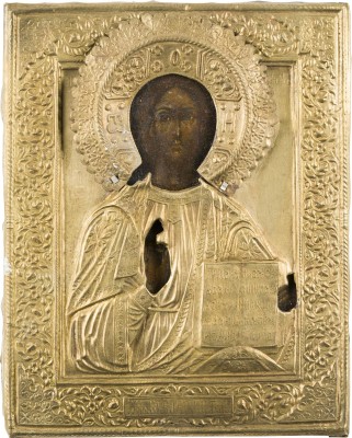 Bild KLEINE IKONE MIT CHRISTUS PANTOKRATOR MIT OKLAD